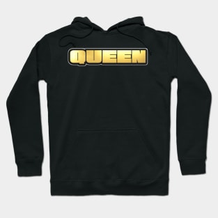 Shiny black and Gold QUEEN word ver1 Hoodie